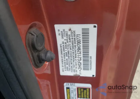 2009 Honda Civic Si из США, поврежденный, VIN 2HGFG21529H700771